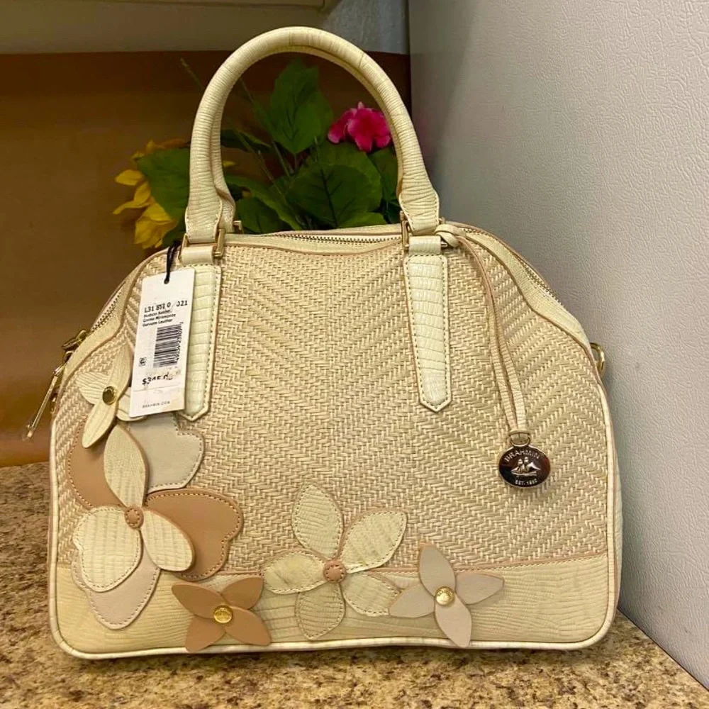 Brahmin Cream Hudson Satchel